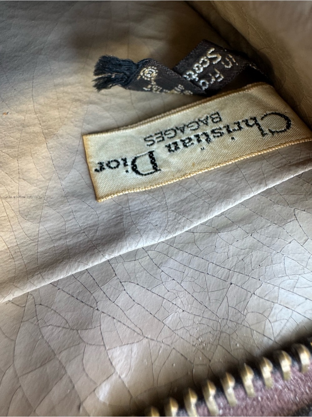 CHRISTIAN DIOR Vintage Trotter Oblique Brown Pouch Clutch Bag w/ COA + Chain - Picture 6 of 14